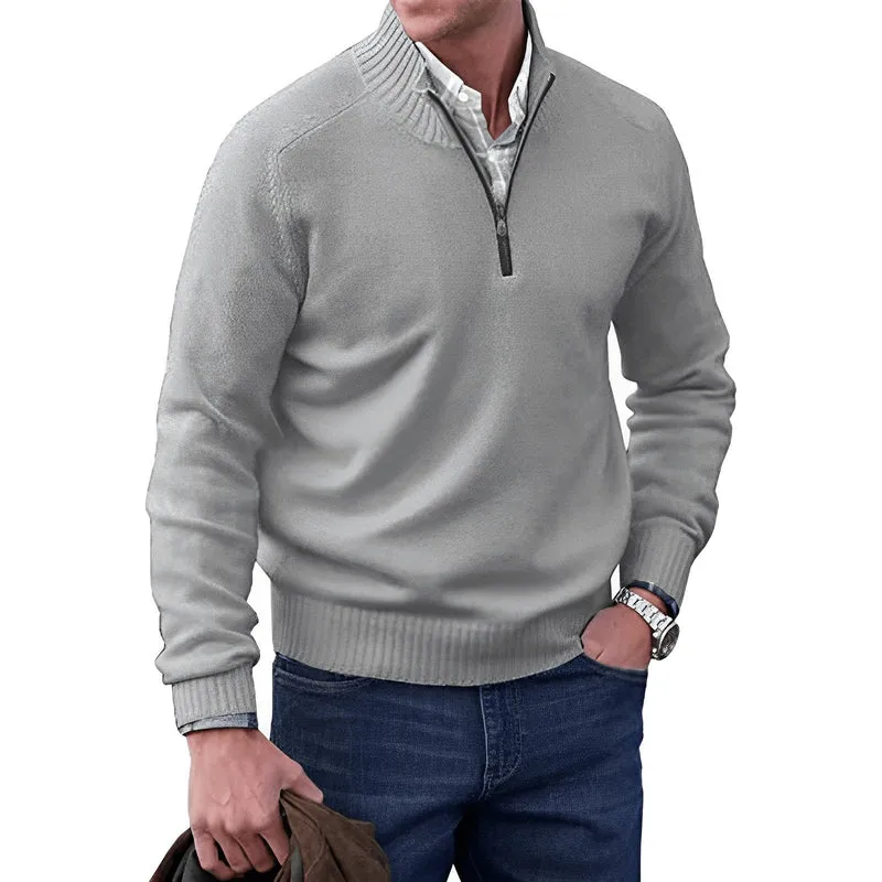Lukas | Eleganter Und Komfortabler Herren-Strickpullover Mit Viertelreißverschluss