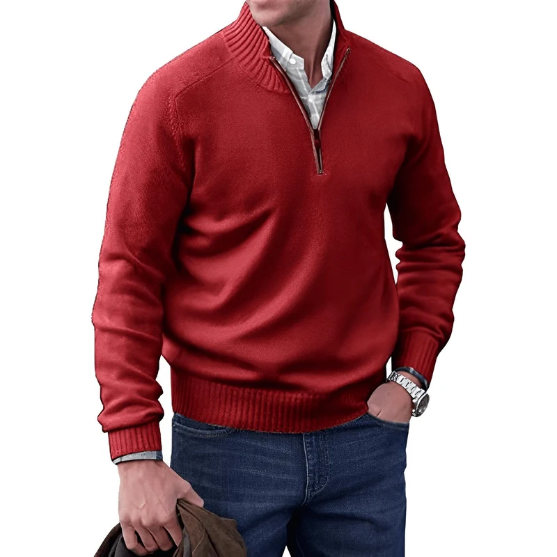 Lukas | Eleganter Und Komfortabler Herren-Strickpullover Mit Viertelreißverschluss