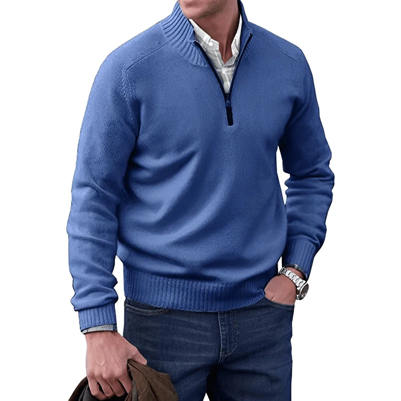 Lukas | Eleganter Und Komfortabler Herren-Strickpullover Mit Viertelreißverschluss