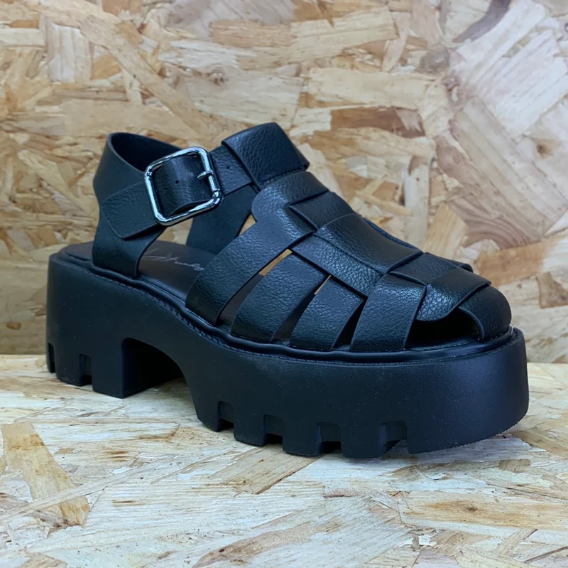 Una Healy Mode-Plateau-Sandale für Damen – Schwarz