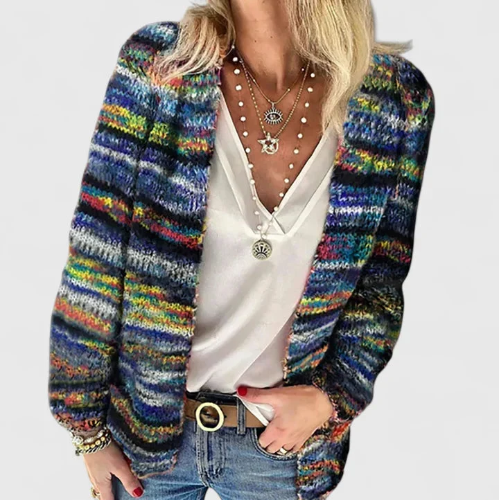 Manuela | Gemütliche Mehrfarbige Strickjacke Für Damen