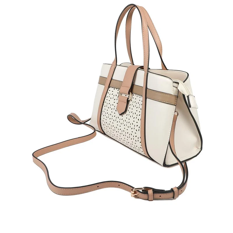 Laser Cut Detail Multiway Handbag - HETIA43004 / 329 235 - Beige Multi