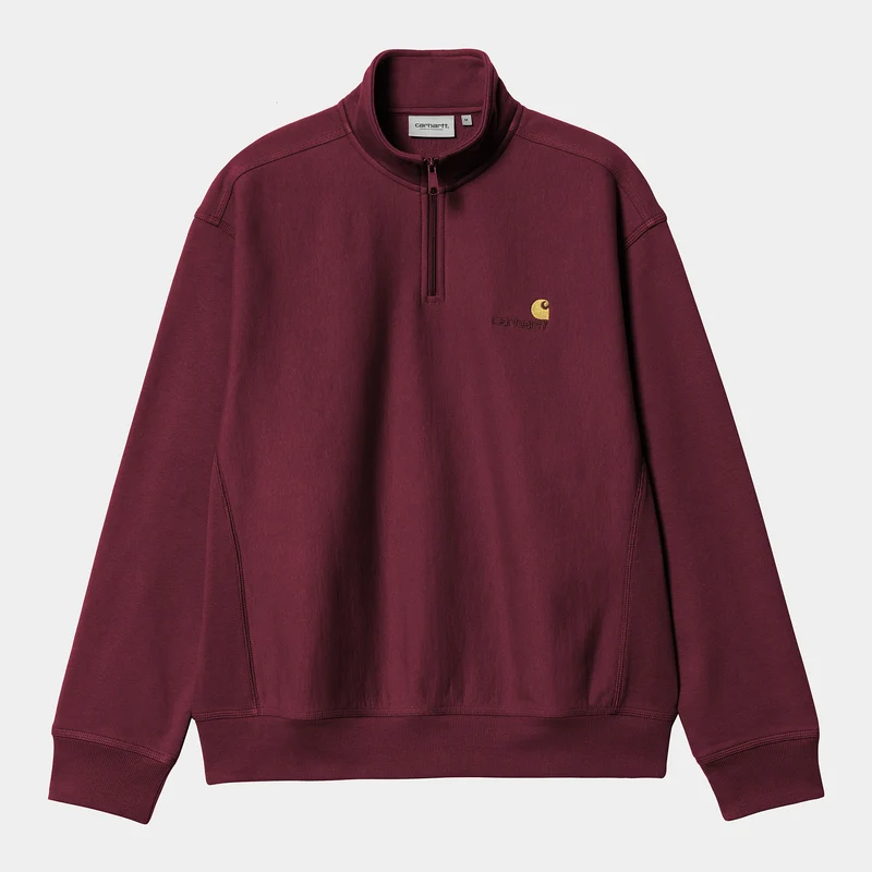 Carhartt WIP Herren Halb-Zip-Reißverschluss American Script Sweatshirt - Malbec