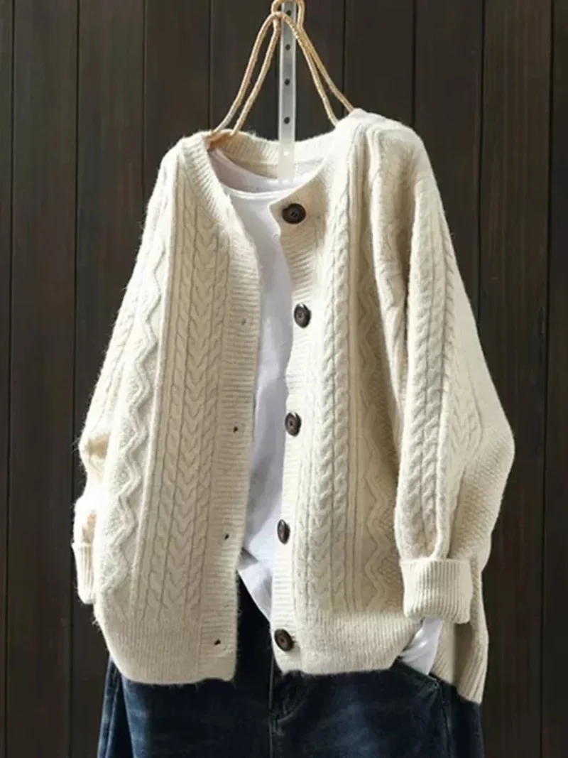 Tanja | Luftiges Und Stilvolles Zopfmuster-Strickjacke Für Damen