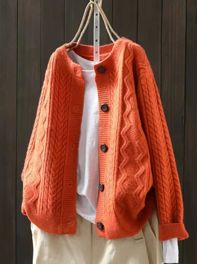 Tanja | Luftiges Und Stilvolles Zopfmuster-Strickjacke Für Damen