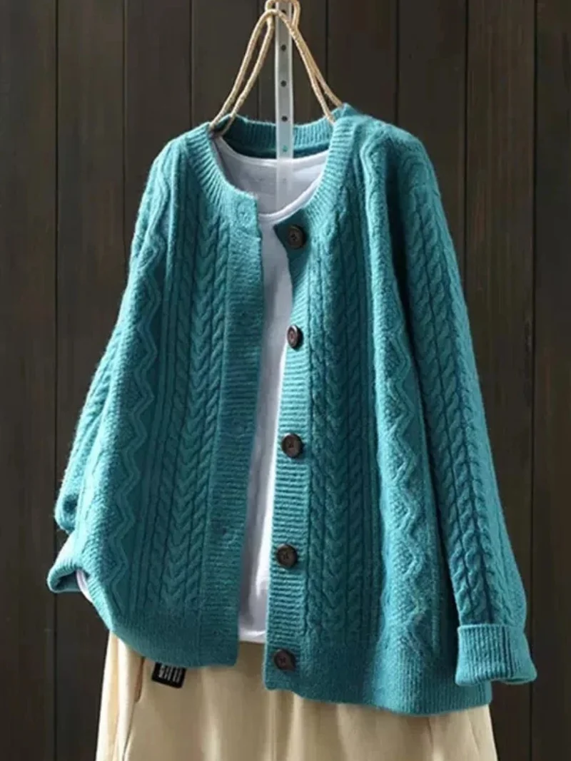 Tanja | Luftiges Und Stilvolles Zopfmuster-Strickjacke Für Damen