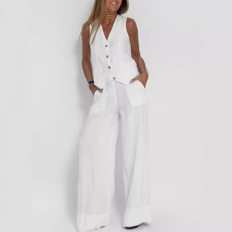 Hannah | Elegantes Und Atmungsaktives Leinenwesten-Set