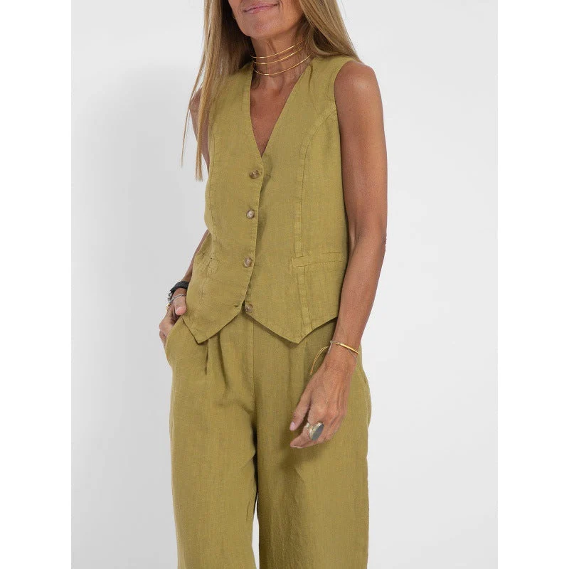 Hannah | Elegantes Und Atmungsaktives Leinenwesten-Set