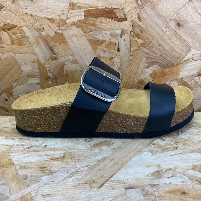 Plakton Damen-Sandale „Alicante Mid Apure“ aus Leder – Schwarz