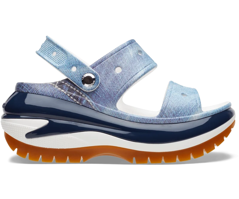 Crocs Unisex Mega Crush Denim Sandale - Weiß