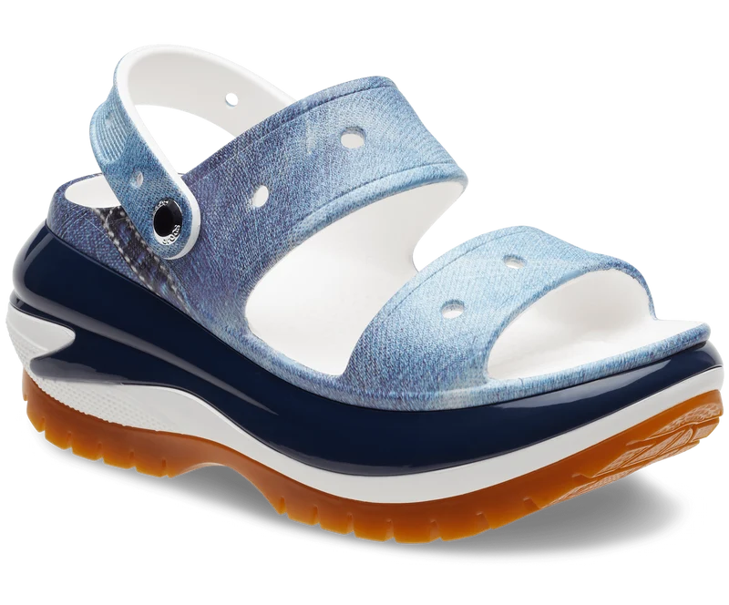 Crocs Unisex Mega Crush Denim Sandale - Weiß