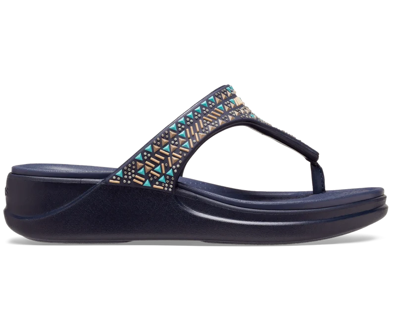 Crocs Damen Boca Medallion Wedge Flip Flop - Dunkelblau