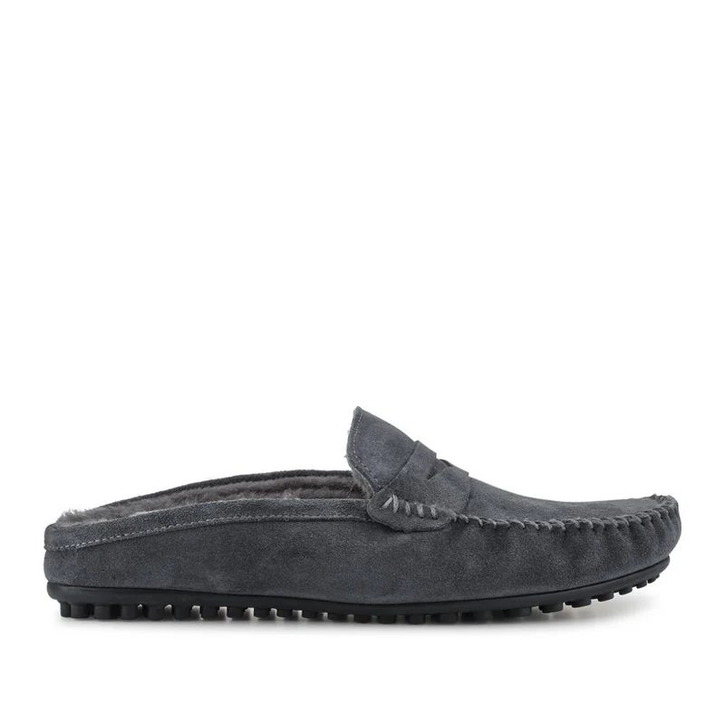 Zap Leather Mule Slippers - ZAP / 328 013 - Charcoal