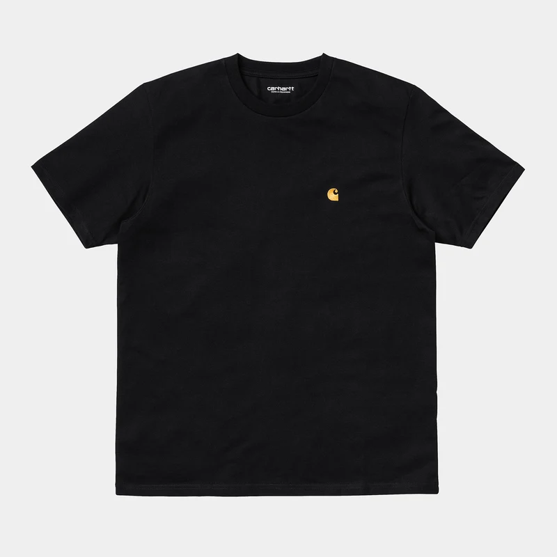 Carhartt WIP Herren Chase Kurzarm-T-Shirt – Schwarz / Gold