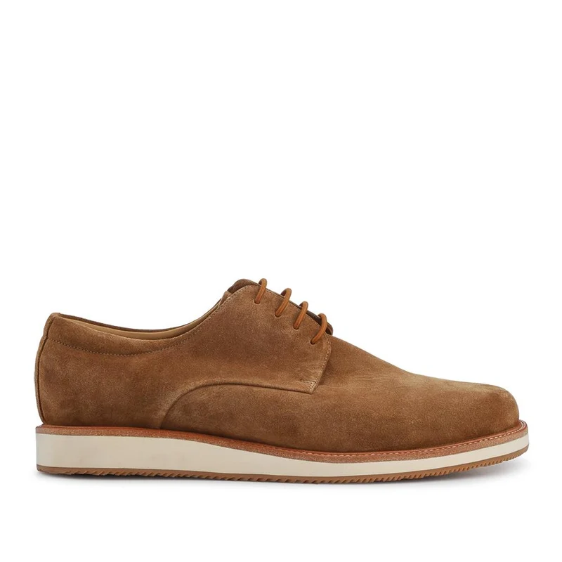 Longfield Wide Fit Leather Lace Up Shoes - LONGFIELD / 328 100 - Tan Suede