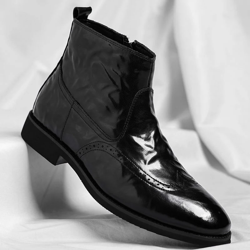 Arthur | Stilvolle Herren-Lederstiefel mit Edler Brogue-Prägung