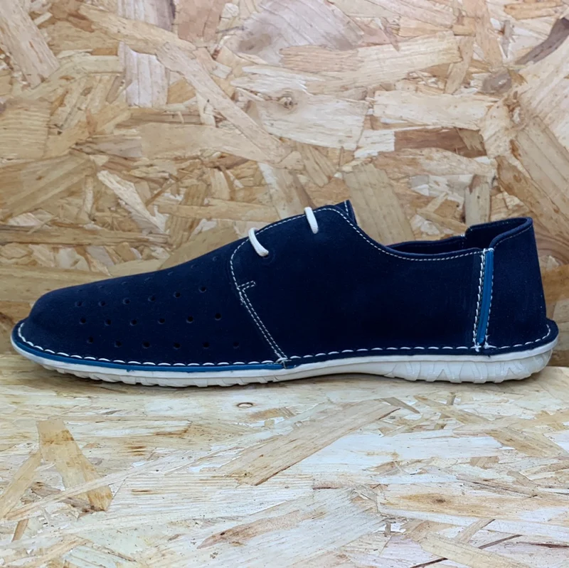 On Foot Herren-Schuhe aus perforiertem Leder – Marineblau