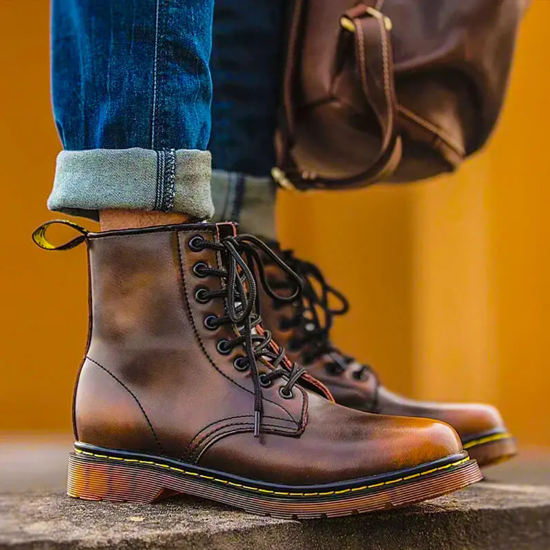 Felix | Vintage Echtlederstiefel Mit Schnürung Für Herren