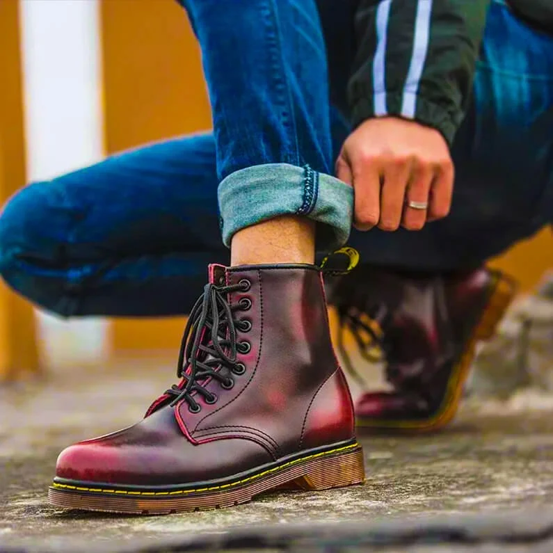 Felix | Vintage Echtlederstiefel Mit Schnürung Für Herren