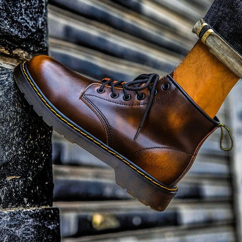 Felix | Vintage Echtlederstiefel Mit Schnürung Für Herren