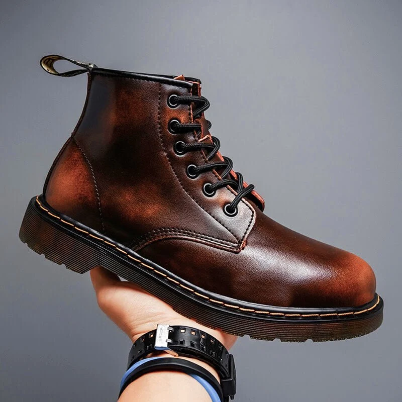 Felix | Vintage Echtlederstiefel Mit Schnürung Für Herren