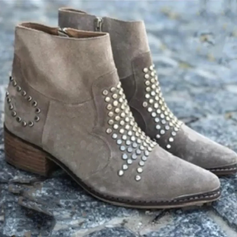 Nora | Elegante Stiefeletten Mit Nieten Und Blockabsatz Für Damen