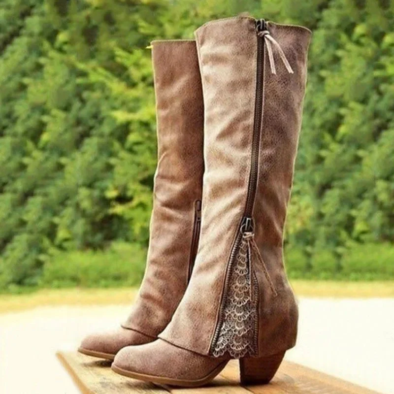 Valentina | Elegante Kniestiefel Mit Blockabsatz Für Damen
