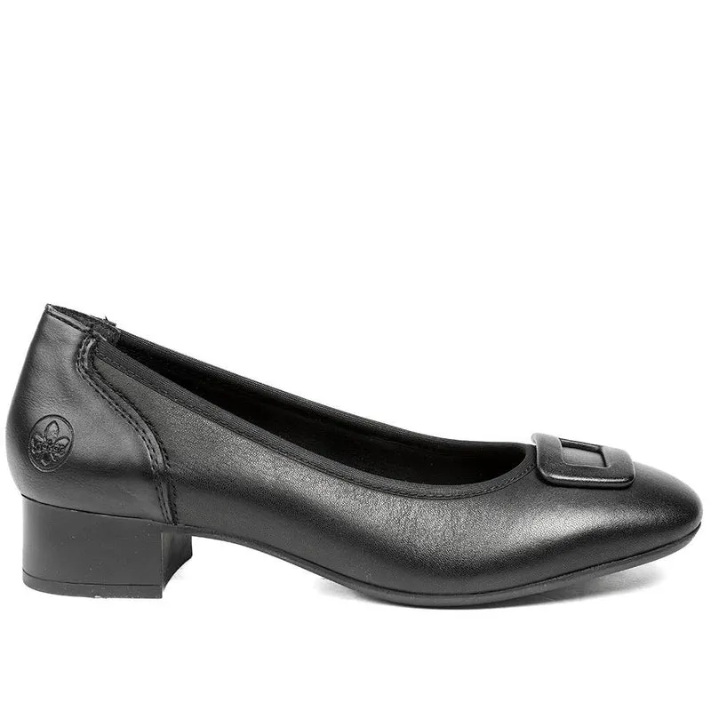 Rieker Smart Premium Leather Court Shoes - RKR43518 / 328 781 - Black