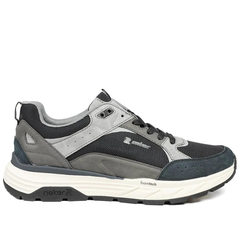 Rieker Low Top Lace Up Trainers - RKR43503 / 328 971 - Black-Grey