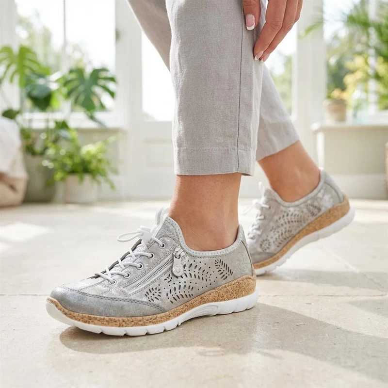 Rieker Bungee Lace & Zip Trainers - RKR43007 / 328 772 - Grey