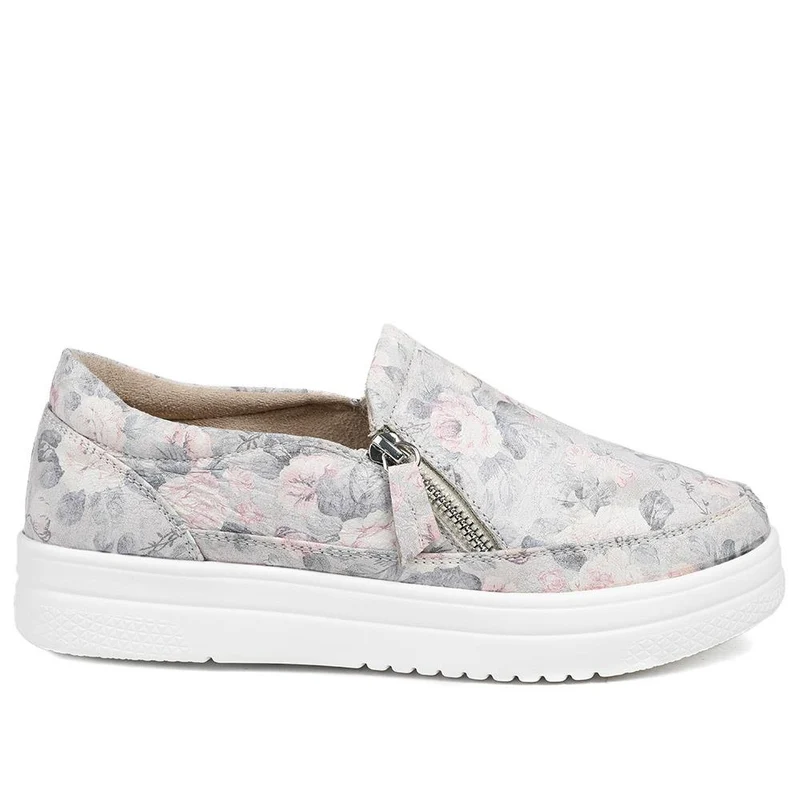 EasyFit Extra Wide Zip Detail Slip On Shoes - PETAL / 329 168 - Floral