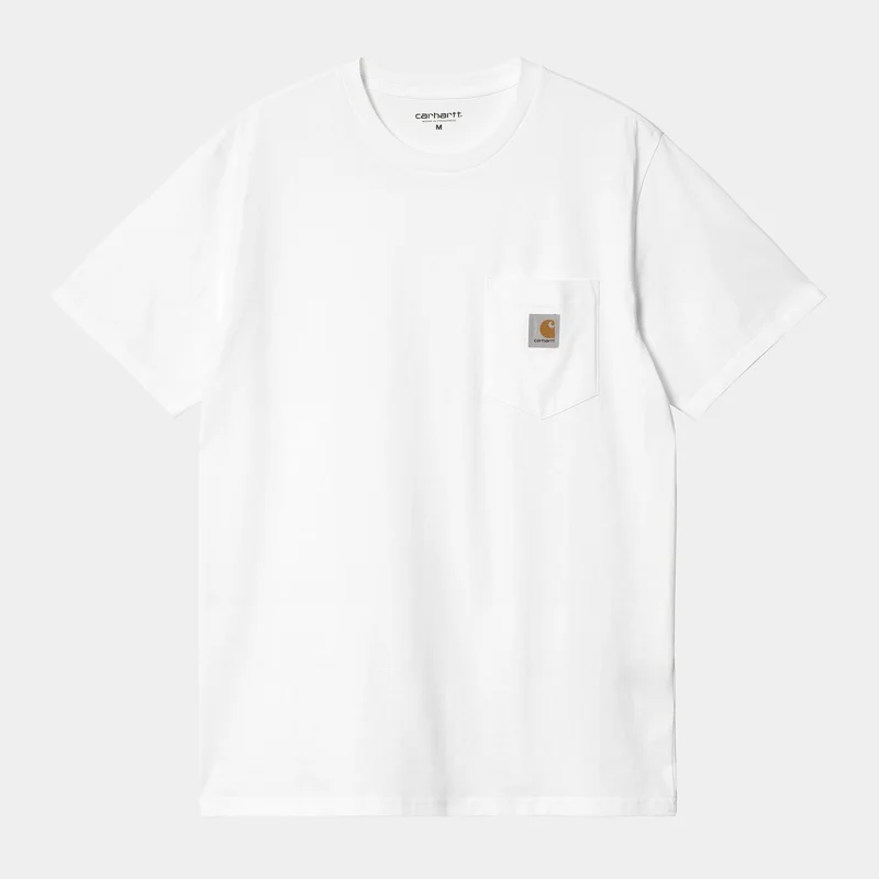 Carhartt WIP Herren-T-Shirt mit kurzen Ärmeln und Taschen – Weiß