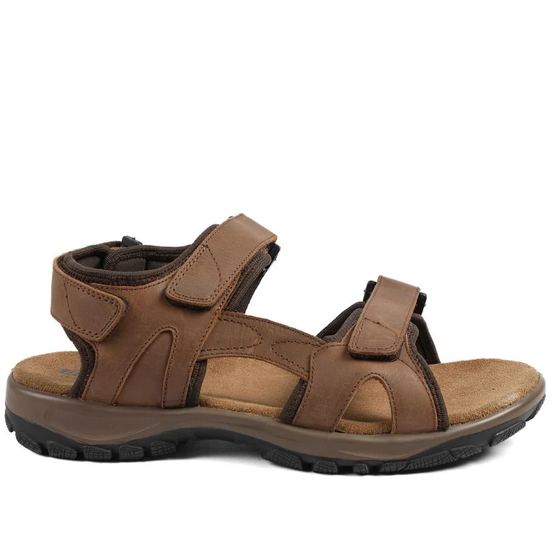 EasyFit Marius Extra Wide Leather Sandals - MARIUS / 329 049 - Brown