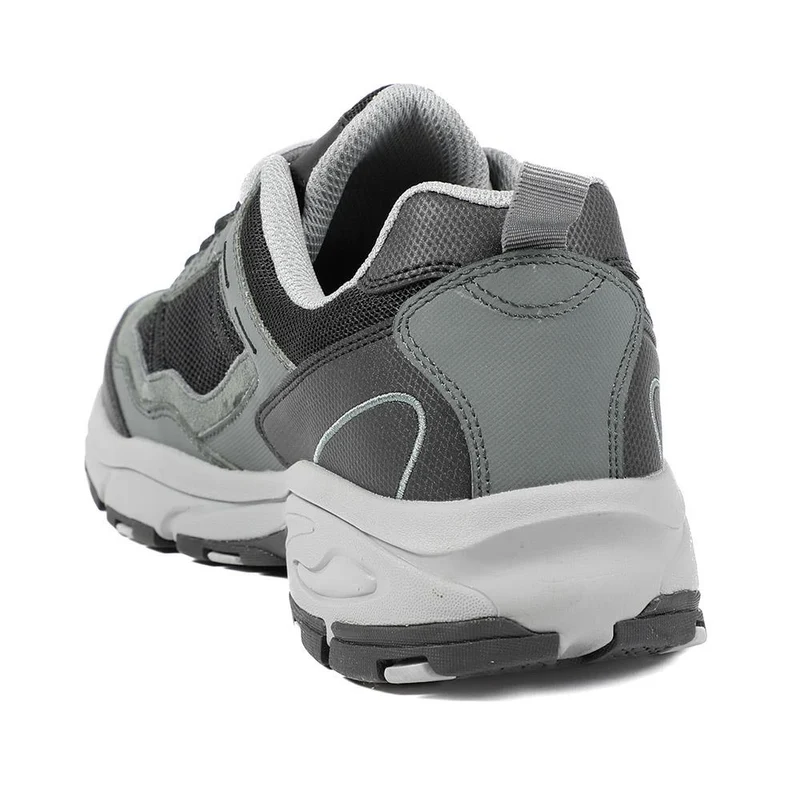 Extra Wide Leather Memory Foam Lace Up Trainers - BOJIE43019 / 329 260 - Charcoal