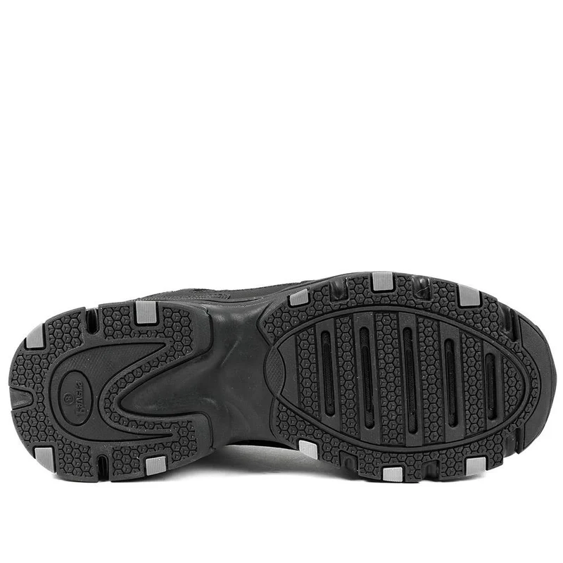 Extra Wide Leather Memory Foam Lace Up Trainers - BOJIE43019 / 329 260 - Black-Black