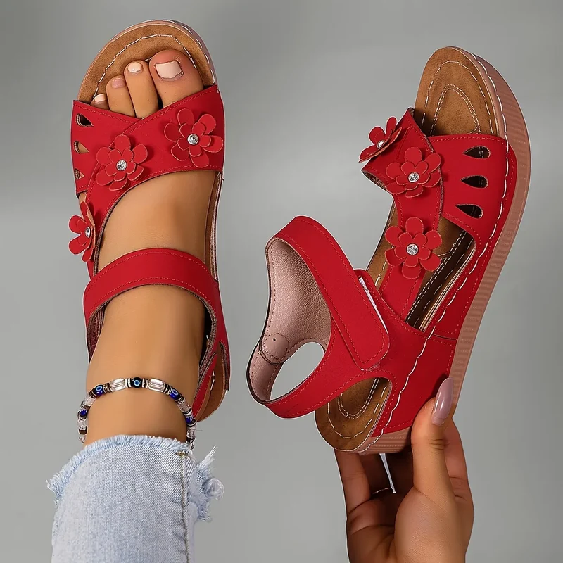 Ambella | Bequeme Blumensandalen mit Keilabsatz