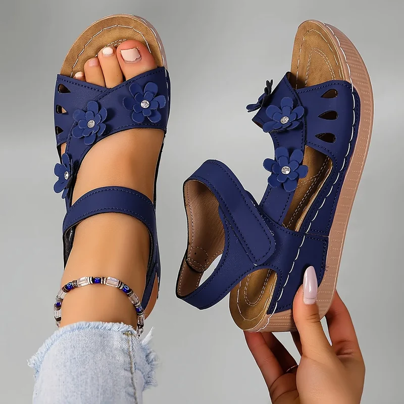 Ambella | Bequeme Blumensandalen mit Keilabsatz