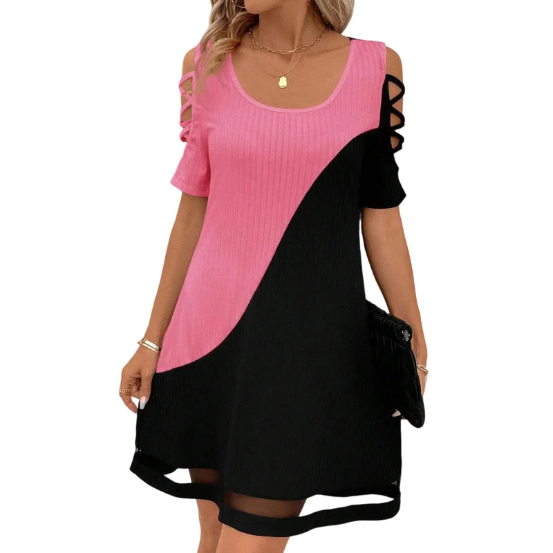 Orissa | Modernes Farbblock-Kleid mit transparentem Saum