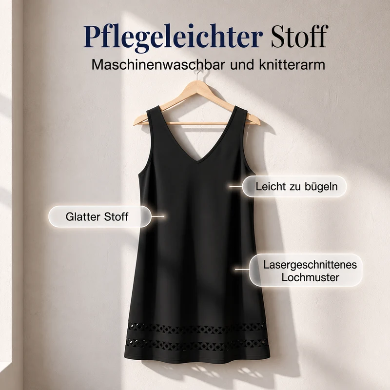 Karacy | Ärmelloses V-Ausschnitt-Kleid mit Spitzensaum