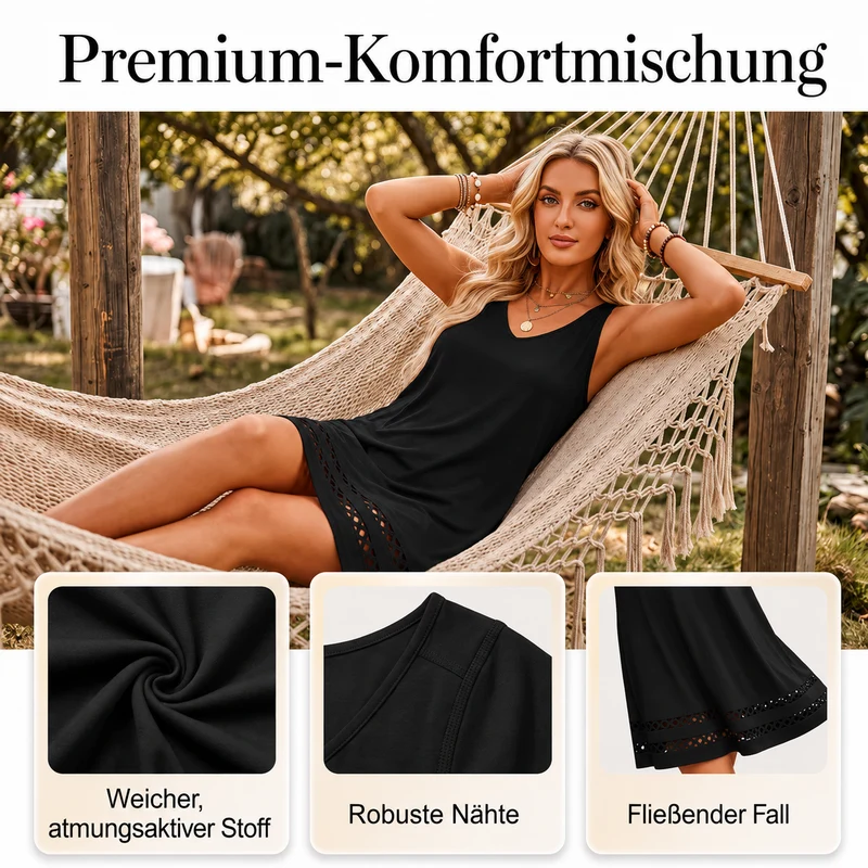 Karacy | Ärmelloses V-Ausschnitt-Kleid mit Spitzensaum