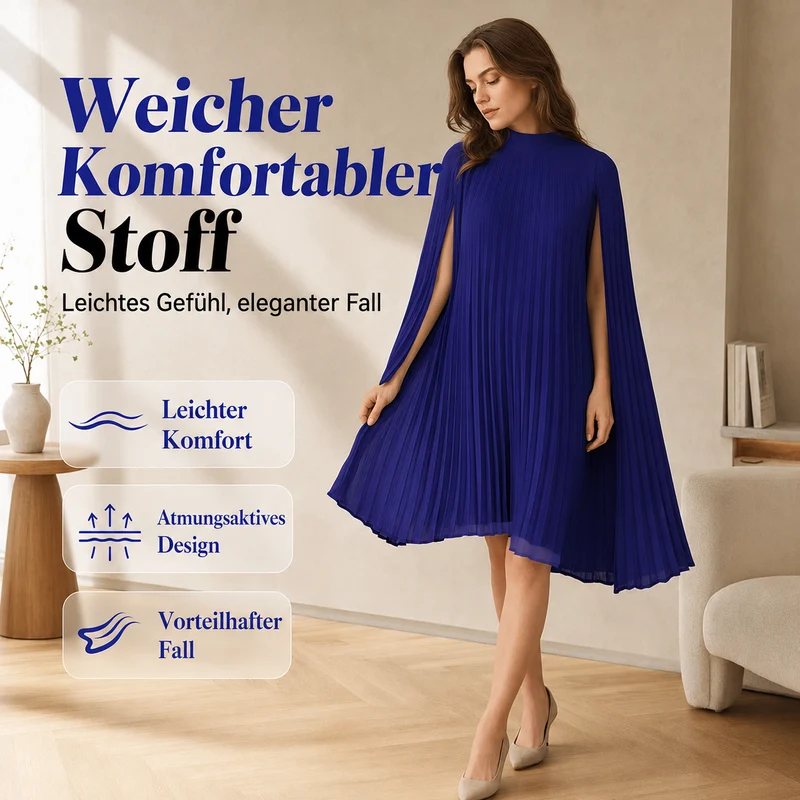 Cyriss | Elegantes Minikleid mit fließenden Cape-Ärmeln