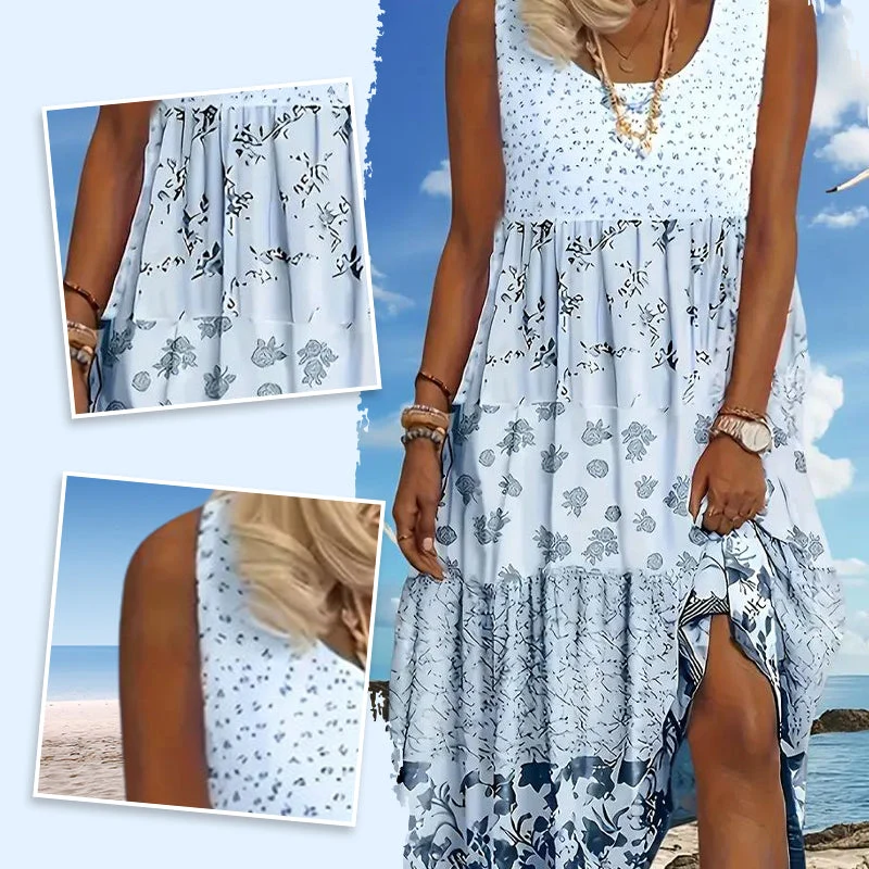 Euwena | Fließendes ärmelloses Kleid im Vintage-Boho-Stil