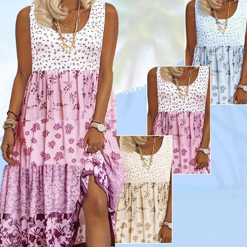 Euwena | Fließendes ärmelloses Kleid im Vintage-Boho-Stil