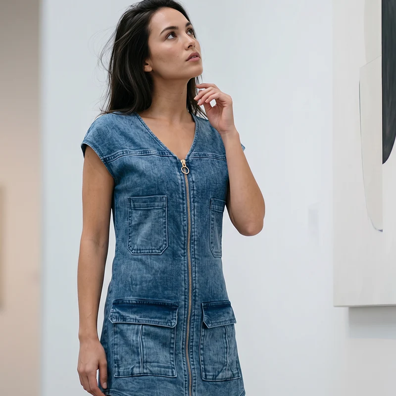 Savrielle | Kurzarmkleid mit durchgehendem Reißverschluss