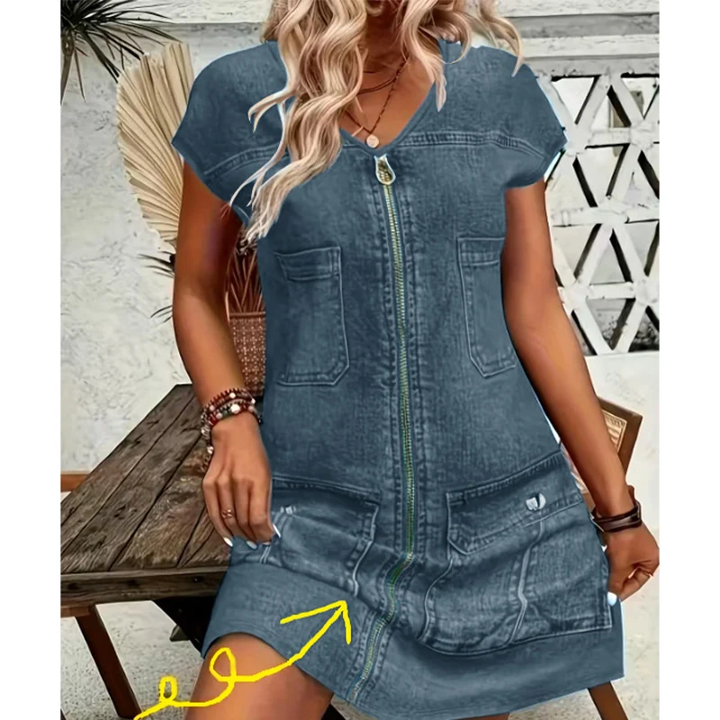 Savrielle | Kurzarmkleid mit durchgehendem Reißverschluss