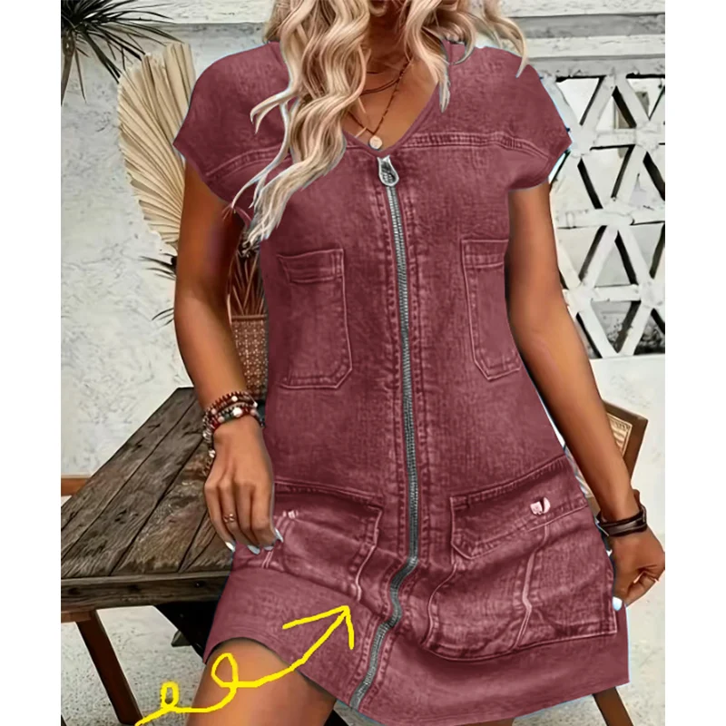 Savrielle | Kurzarmkleid mit durchgehendem Reißverschluss