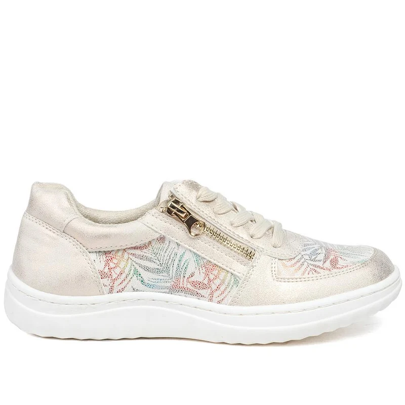 Zip & Lace Trainers With Metallic Accent - WOIL42013 / 327 897 - Gold Multi