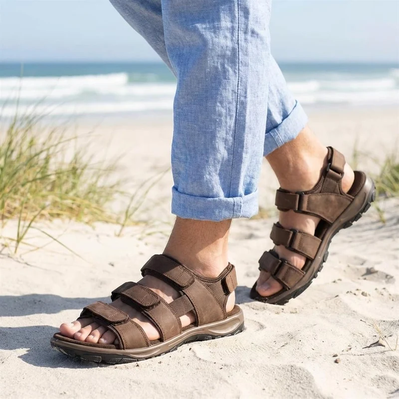 EasyFit Julius Extra Wide Leather Sandals - JULIUS / 329 048 - Dark Brown