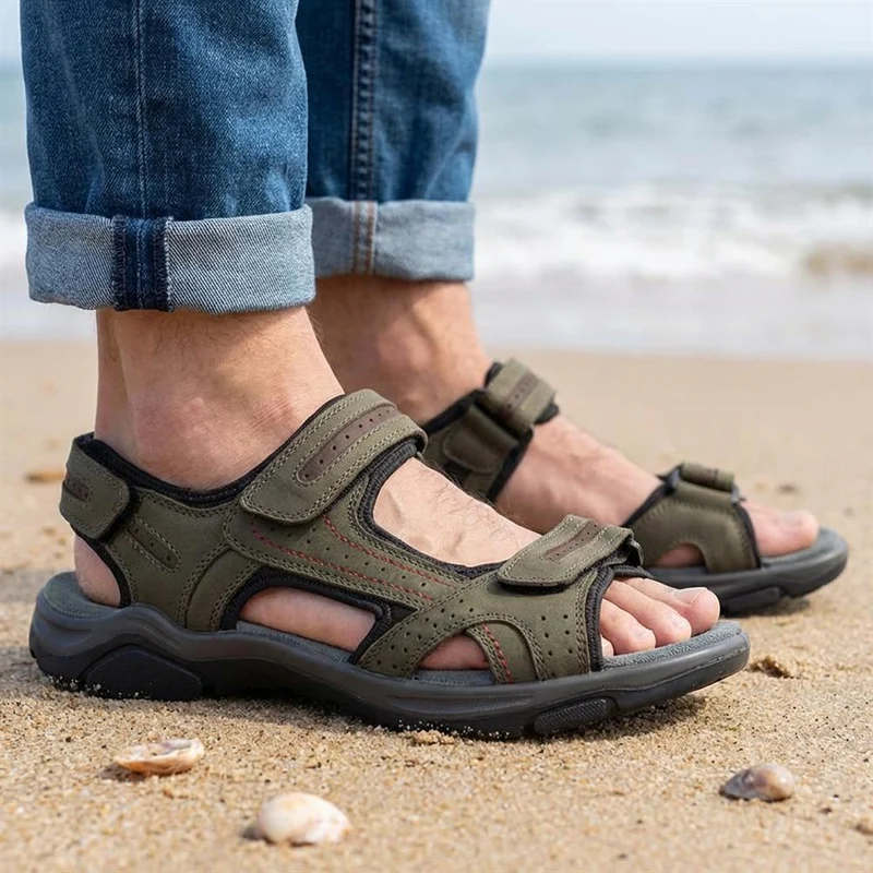 Comfy Triple Touch Fasten Sandals - DDIN43007 / 329 101 - Khaki