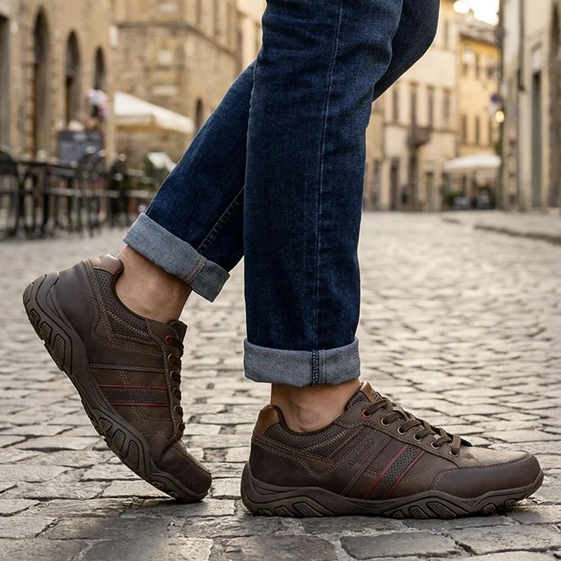 Wide Fit Cushioned Rugged Lace Up Shoes - VSHI43007 / 329 039 - Brown